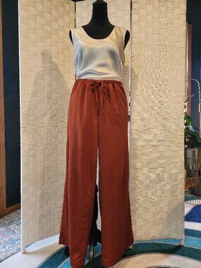 Banana Republic Wide‑Leg High‑Rise Pants Rust Size Medium